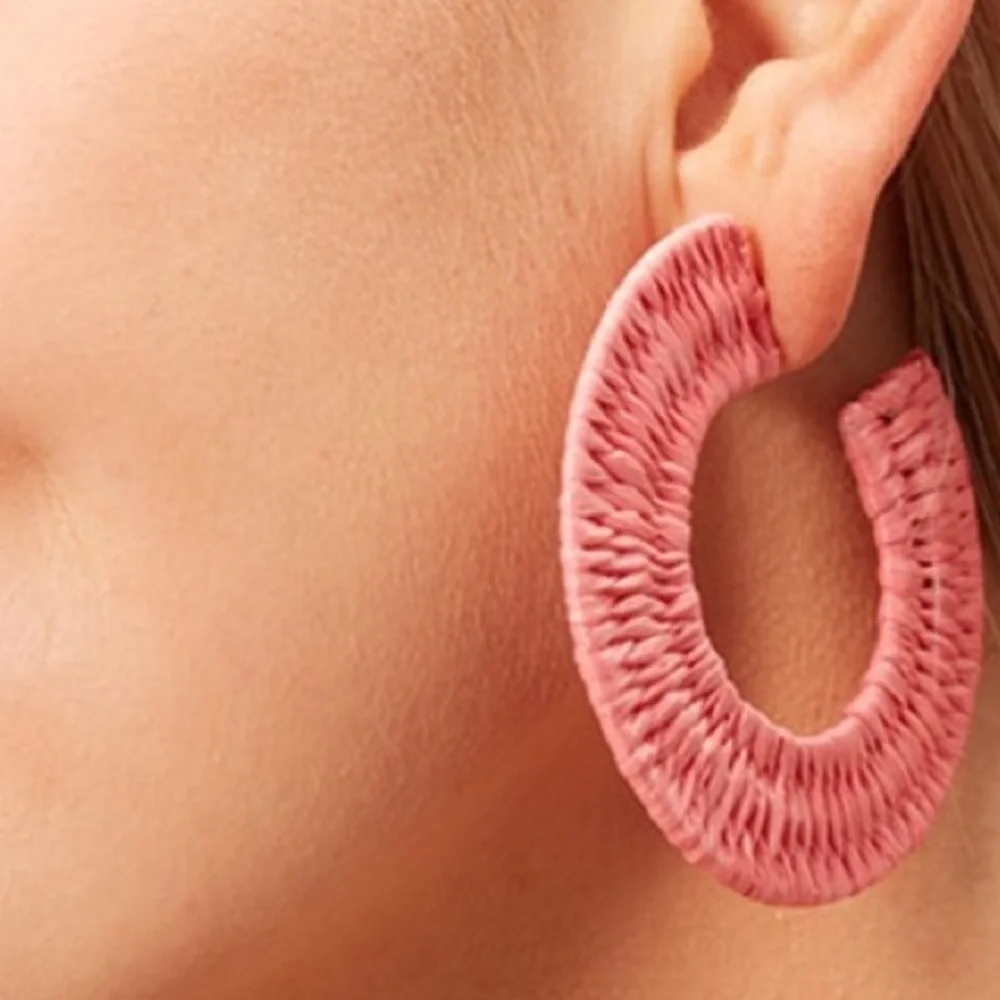 Premier Designs Tropic Raffia Wrapped Hoop Earrings